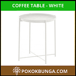 White Coffee Table Side Table Meja Kopi Bulat Kecil Putih Bedside Table